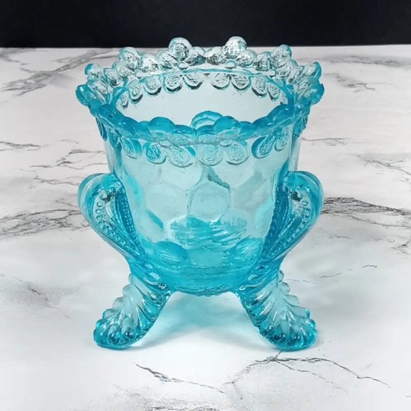 Degenhart Glass Forget Me Not Trinket Toothpick Paperweight Vtg - Picture 3 of 9